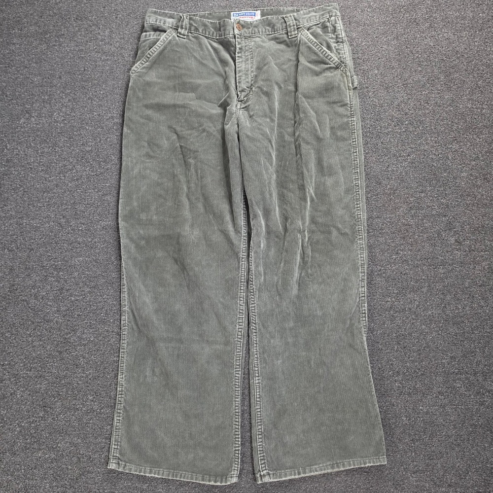 Vintage Old Navy Painter Pants Men 36x30 Green Corduroy Carpenter Workwear Baggy